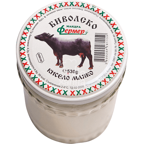 БИВОЛСКО КИСЕЛО МЛЯКО 530ГР.*6БР. ФЕРМЕР - ЦЕНА ЗА БР./BUFFALO YOGURT 0.530 GR.*6 БР. BAUER ЦЕНА ЗА БР.
