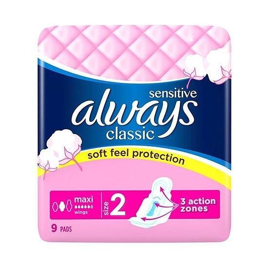 ДАМСКИ ПРЕВРЪЗКИ ALWAYS КЛАСИК МАКСИ СЕНЗИТИВ 9БР. - ЦЕНА ЗА БР.