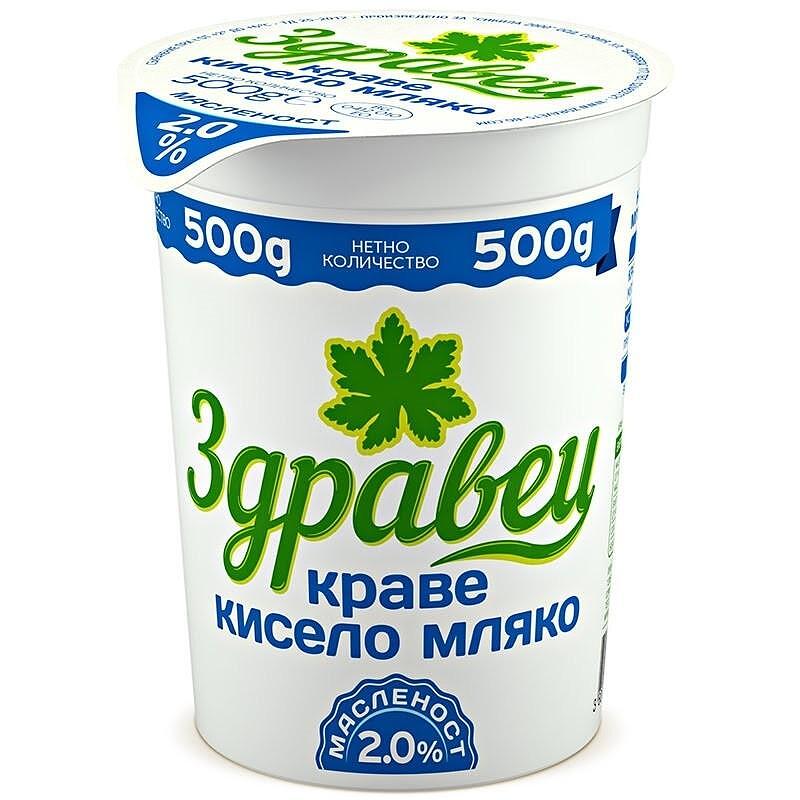КИСЕЛО МЛЯКО 2% 500ГР ЗДРАВЕЦ*12