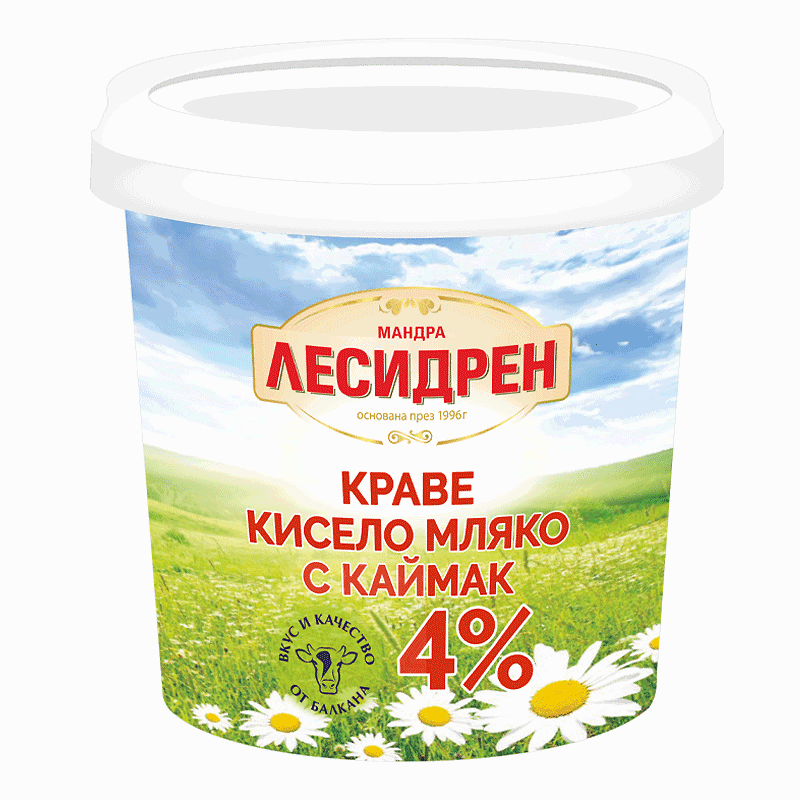 КРАВЕ КИСЕЛО МЛЯКО С КАЙМАК 990ГР.*6БР. ЛЕСИДРЕН