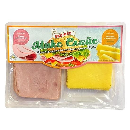 МИКС СЛАЙС САНДВИЧ /ШУНКА-КАШКАВ/220 ГР. ЕКО МЕС-ЦЕНА ЗА БР.