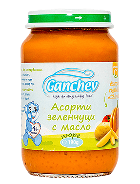 ПЮРЕ АСОРТИ ЗЕЛЕНЧУЦИ С МАСЛО ГАНЧЕВ - ЦЕНА ЗА БР.