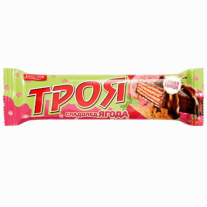 ВАФЛА ТРОЯ ЯГОДОВ СЛАДОЛЕД 23 ГР. *30 БОКС - ЦЕНА ЗА КУТИЯ/ WAFFEL TROYA 23GR. *30 BOX ERDBEEREIS