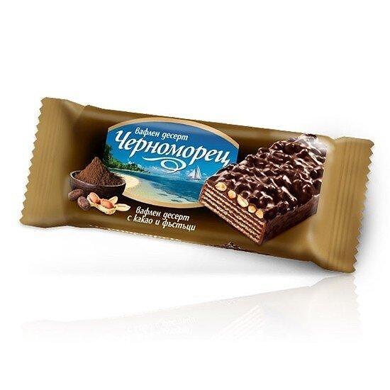 ВАФЛЕН ДЕСЕРТ ЧЕРНОМОРЕЦ 80ГР.*24БР. КАКАО И ФЪСТЪК - ЦЕНА ЗА БР.