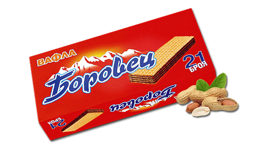 ВАФЛИ БОРОВЕЦ КУТИЯ *21/ОБИКН. 630ГР - ЦЕНА ЗА БР./WAFFELN BOROVETZ SCHACHTEL *21 /EINFACH 630GR. - PREIS FÜR EIN STCK.