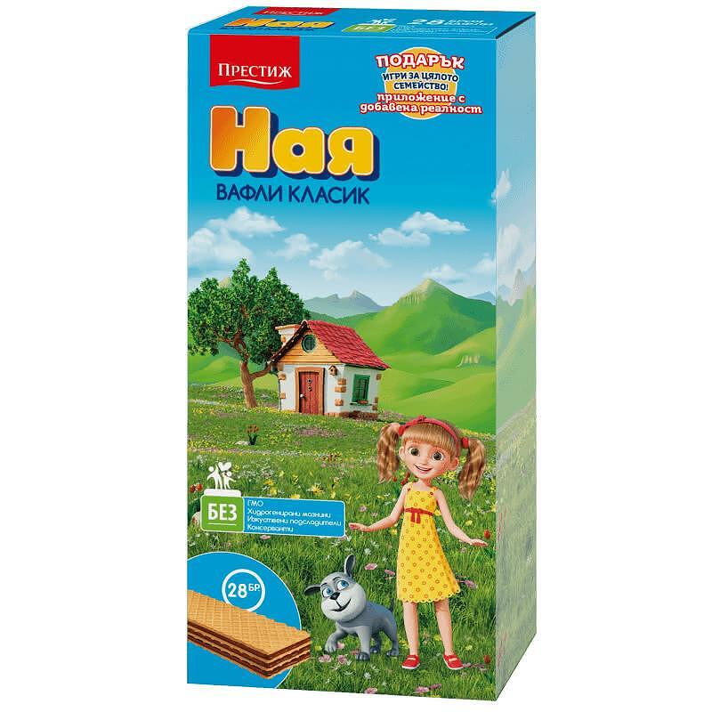 ВАФЛИ НАЯ КЛАСИК 653 ГР.*28 ПРЕСТИЖ - ЦЕНА ЗА БР./EINFACHE WAFFELN NAYA 653GR. 12 SCHACHTEL *28 STCK.