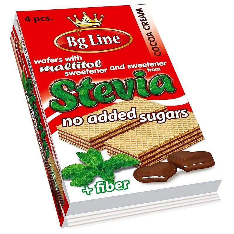 ВАФЛИ СТЕВИЯ КАКАО 4-КА БЕЗ ЗАХАР 90ГР БГ ЛАЙН - ЦЕНА ЗА БР.